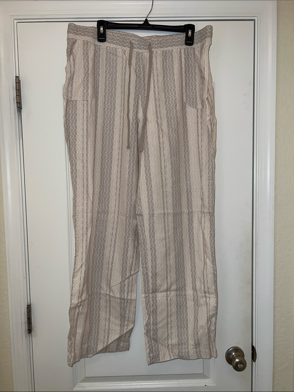 Cato Beige & Cream Wide Leg Drawstring Pants
